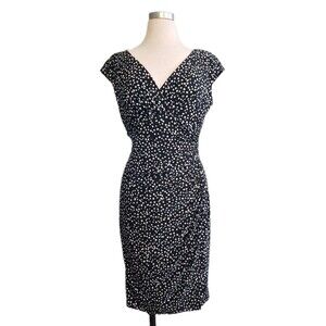 Lauren Ralph Lauren Dress 8 Wrap Style Ruching V-Neck Cap Sleeves Office Party